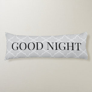 Elegant grey morrocan quatrefoil trellis body pillow