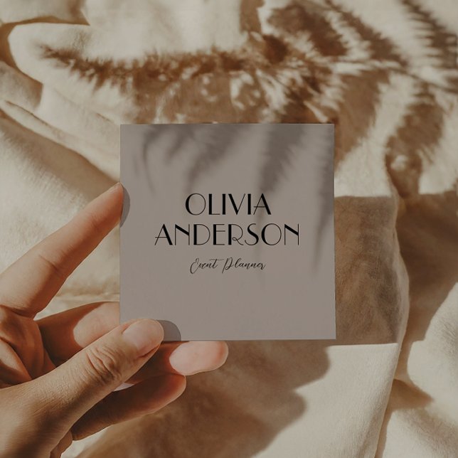 Elegant Grey Neutral Boho Chic Modern Trendy Square Business Card (Creator Uploaded)
