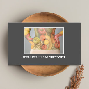 Elegant Grey Nutritionist Diet Health Business Card