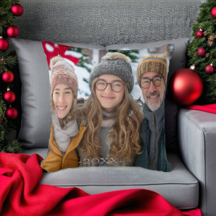 Elegant Grey one photo Snowflakes Throw Pillow