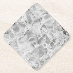 Elegant Grey "Opulent Marble Whirl" Marble Texture Paper Coaster