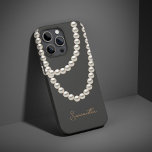 Elegant grey Pearl necklace iPhone 15 Pro Max Case<br><div class="desc">Elegant grey iPhone Case featuring a silver pearl necklace in watercolor. It’s very easy to customize,  with your personal details.</div>