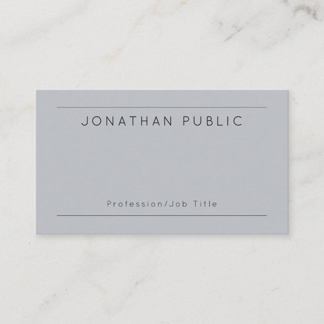 Elegant Grey Personalized Modern Minimalist Business Card (Front)