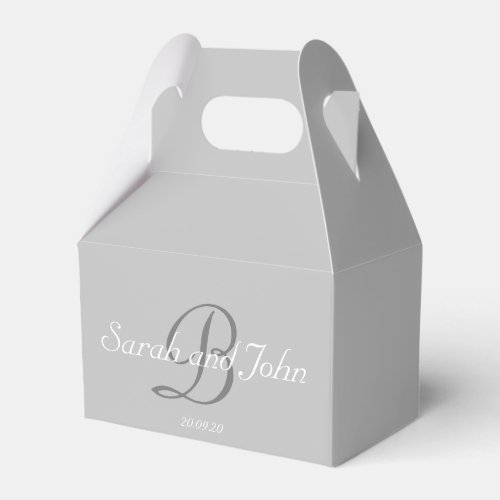 Elegant Grey Personalized  Monogram Wedding Favor Boxes