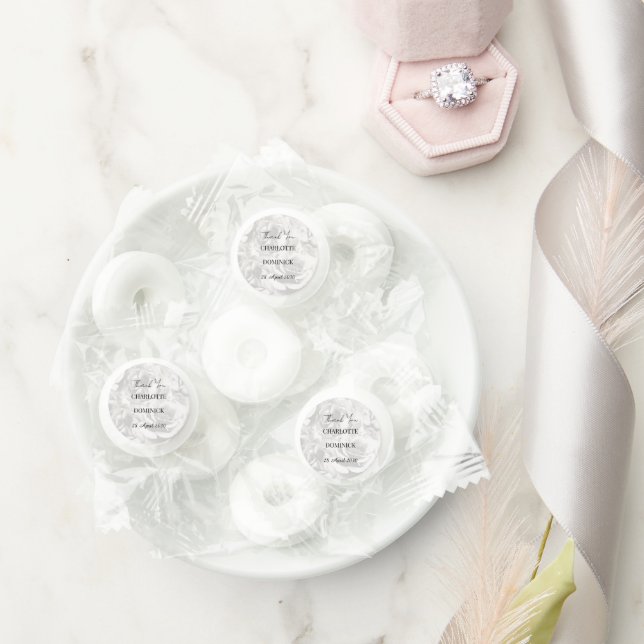 Elegant Grey Roses Personalized Wedding Thank You  Life Saver® Mints (Wedding)