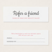 Elegant Grey Salmon Beauty Salon Referral Card (Front & Back)