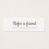 Elegant Grey Salmon Beauty Salon Referral Card (Front)