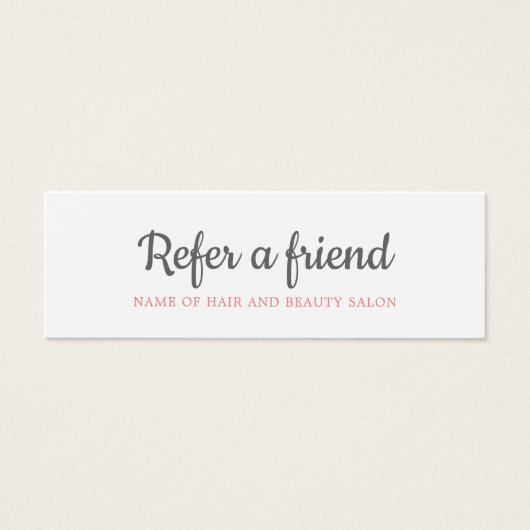 Elegant Grey Salmon Beauty Salon Referral Card (Front)