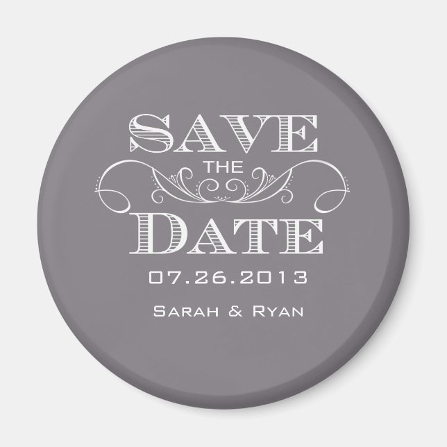 Elegant Grey Save the Date Magnet (Front)