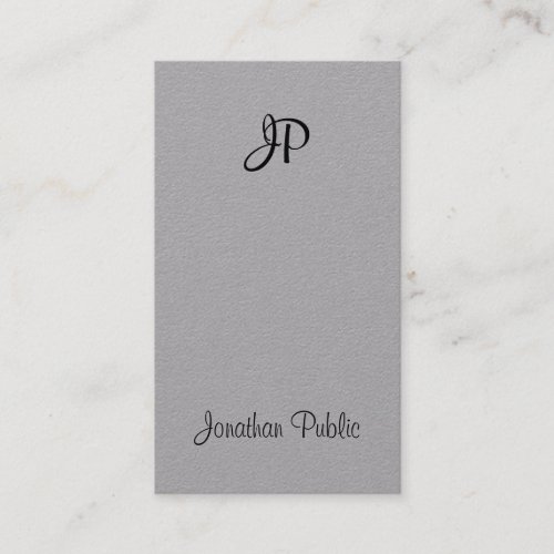 Elegant Grey Script Modern Monogram Stylish Luxury Business Card