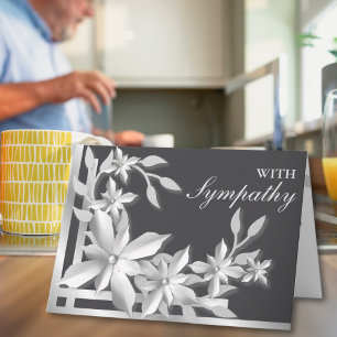 Elegant Grey Silver Florals Sympathy Card