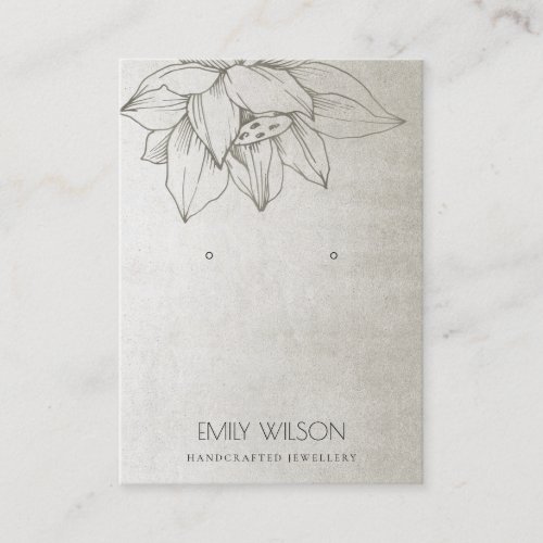 ELEGANT GREY SILVER LOTUS SIMPLE EARRING DISPLAY BUSINESS CARD