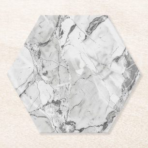 Elegant Grey "Slate Whisper Stream" Marble Texture Paper Coaster