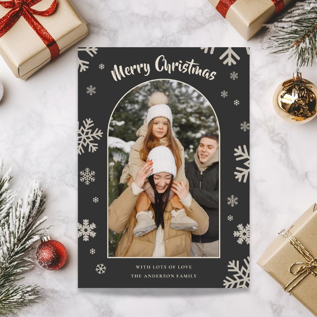 Elegant Grey Snowflake Christmas Photo Card (Elegant Grey Snowflake Christmas Photo Card)