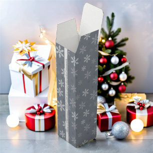 Elegant Grey Snowflakes Winter Personalized  Wine Box