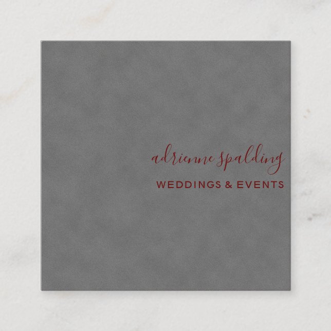 Elegant Grey Suede Leather Texture Professional Square Business Card (Front)