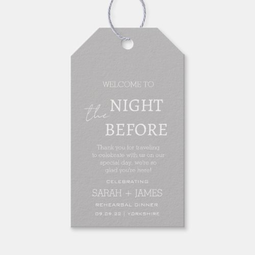 Elegant Grey the Night Before Wedding Thank You  Gift Tags