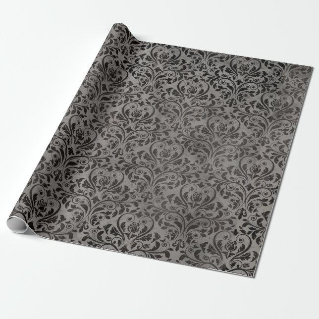Elegant Grey Victorian  Wrapping Paper (Unrolled)