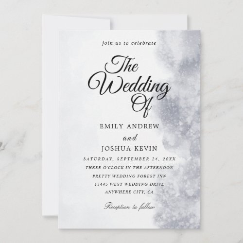 elegant grey watercolor wedding invitations