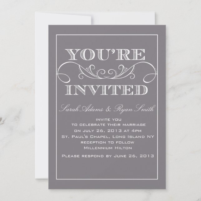 Elegant Grey Wedding Invitation (Front)