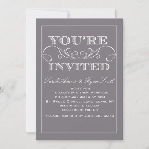 Elegant Grey Wedding Invitation