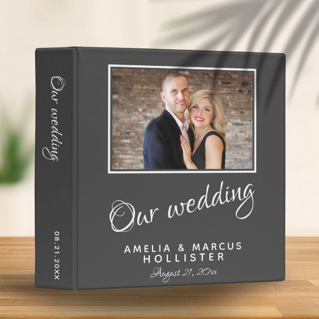 Elegant Grey Wedding Photo Album 3 Ring Binder (Creator Uploaded)