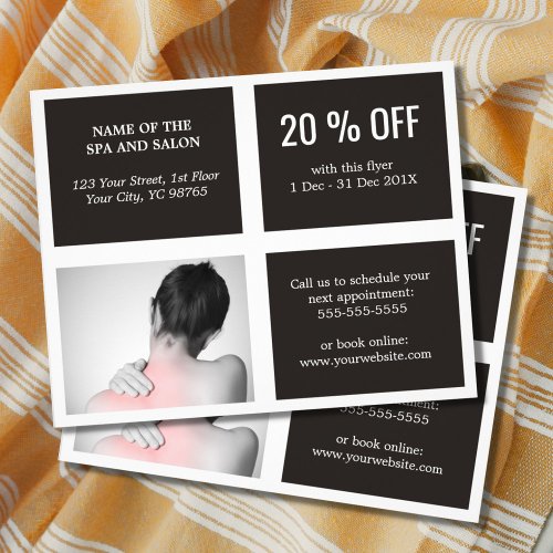 Elegant Grey White Black Photo Massage Therapist  Flyer