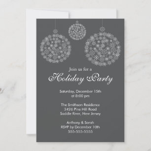 Elegant Grey & White Holiday Christmas Party Invitation