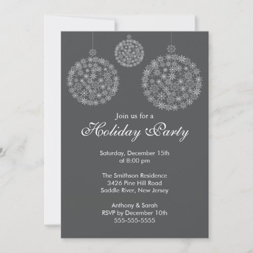 Elegant Grey  White Holiday Christmas Party Invitation