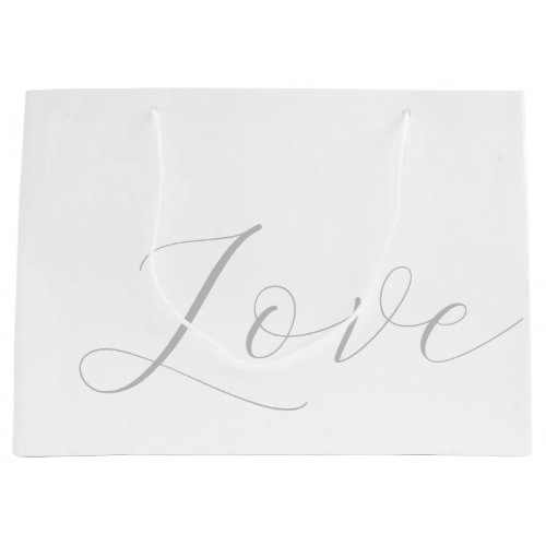 Elegant Grey White Love Wedding Large Gift Bag