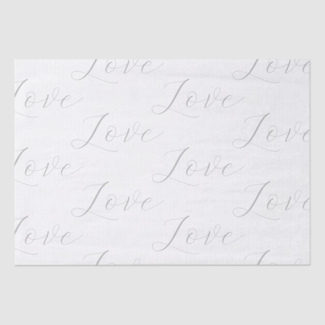 Elegant Grey White Love Wedding Tissue Paper (Front)