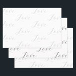 Elegant Grey White Love Wedding Wrapping Paper Sheets<br><div class="desc">Elegant Grey White Black Love Wedding</div>