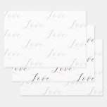 Elegant Grey White Love Wedding Wrapping Paper Sheets