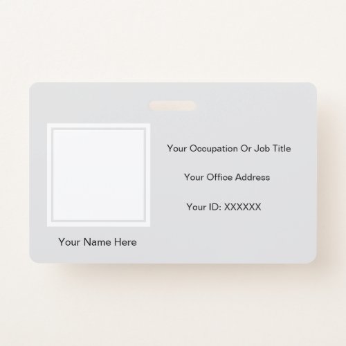 Elegant Grey White Photo Text Templates Employee Badge