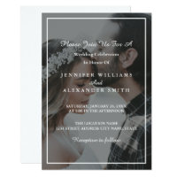 Elegant Grey & White Photo Wedding Invitation