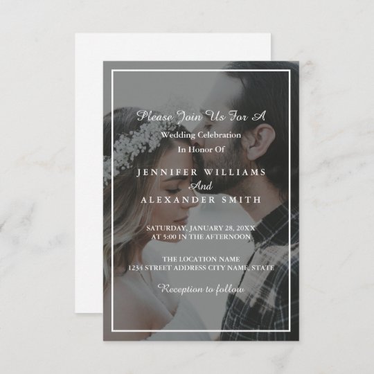 Elegant Grey & White Photo Wedding Invitation