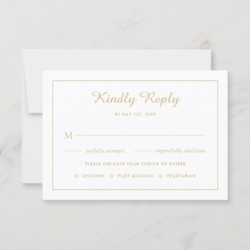 Elegant grey with golden leaves wedding RSVP card