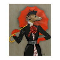 Elegant Greyhound and Red Umbrella