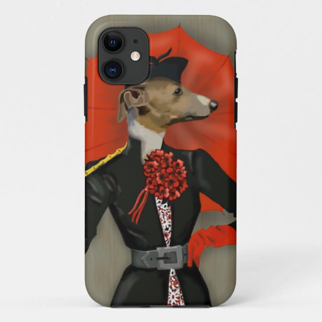 Elegant Greyhound and Red Umbrella Case-Mate iPhone Case (Back)