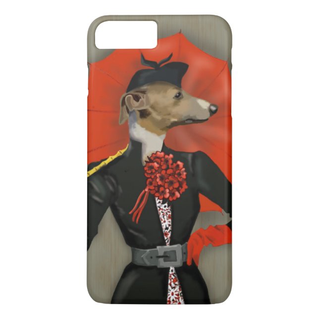 Elegant Greyhound and Red Umbrella Case-Mate iPhone Case (Back)