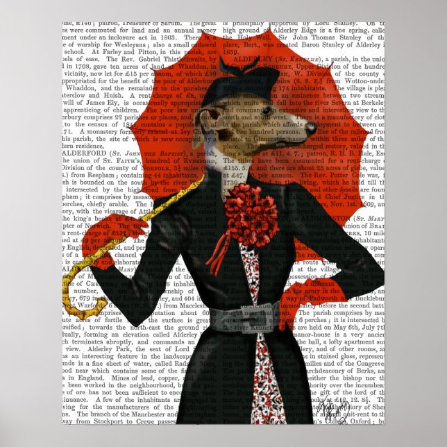 Elegant Greyhound and Red Umbrella Poster (Front)