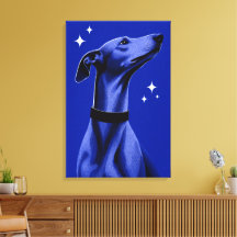 Elegant Greyhound Blue Monochrome Editorial Art
