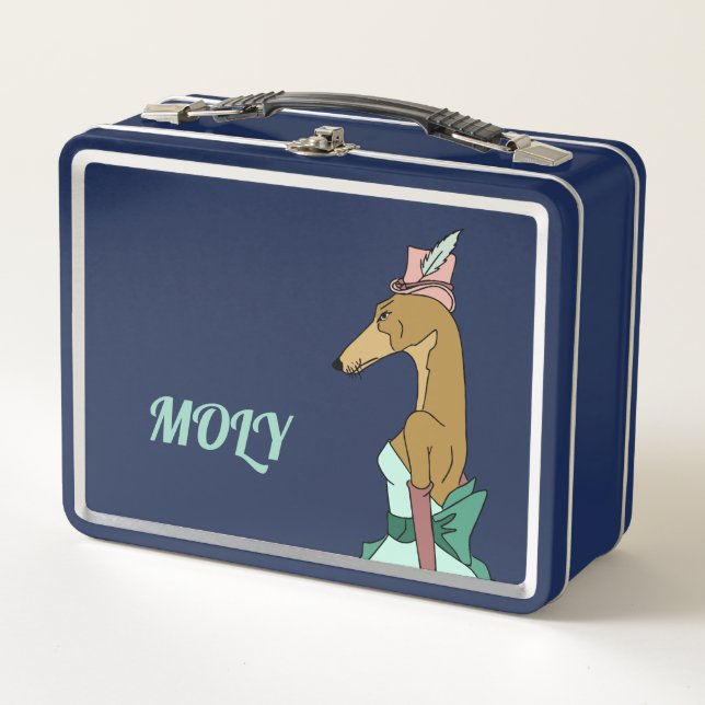 Elegant Greyhound Lunch Box - Customizable (Front)