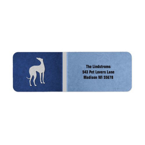 Elegant Greyhound Silhouette in Blue Custom Label