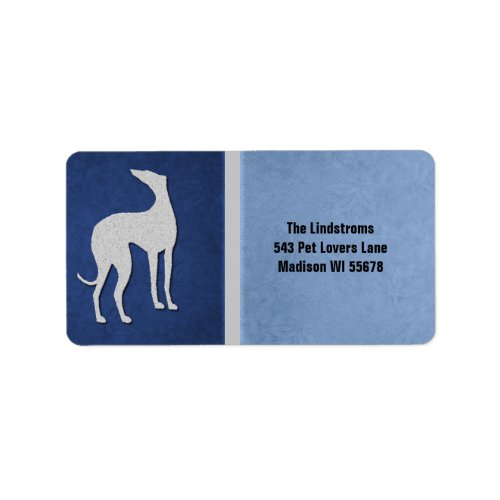 Elegant Greyhound Silhouette in Blue Label
