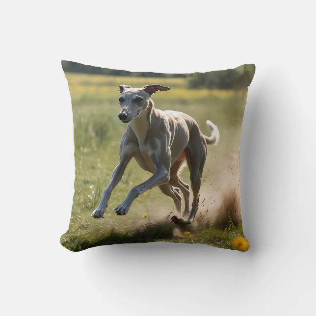 Elegant Greyhound Throw Pillow (Front)