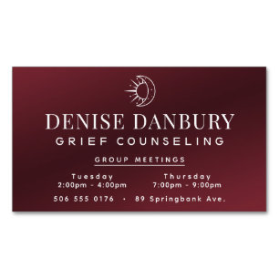 Elegant Grief Counseling Group Meetings Business Card Magnet