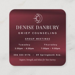 Elegant Grief Counseling Group Meetings Square Business Card