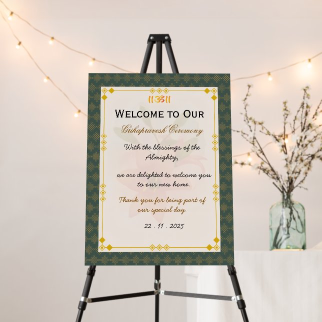 Elegant Grihapravesh Welcome Sign (In Situ (Stand))