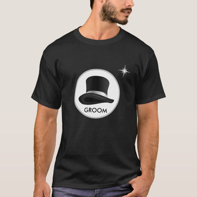 Elegant Groom Hat and Star T-Shirt (Front)